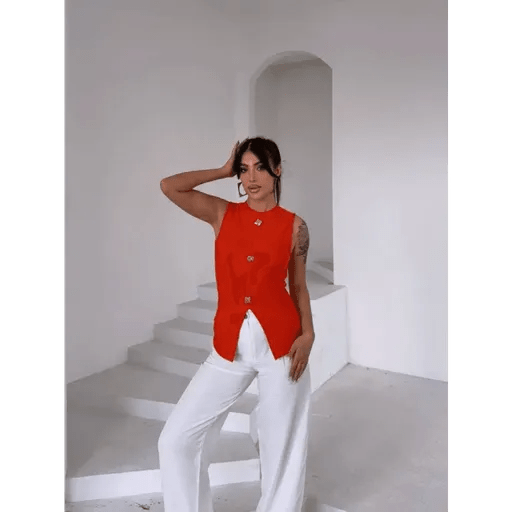 Kadın Gold Düğmeli Bluz - Şık ve Rahat Tasarım - ÖZER&HERMİN