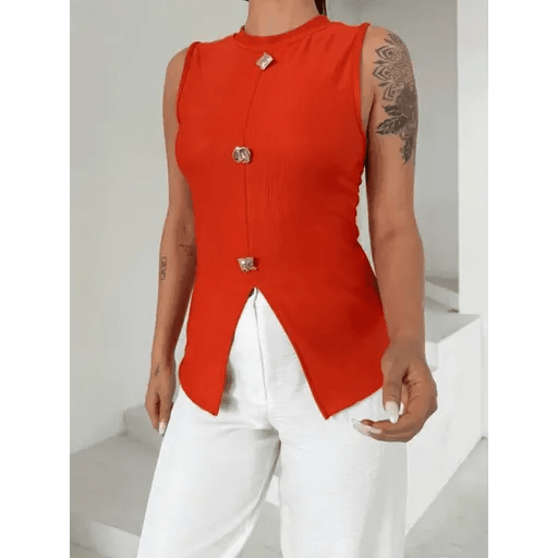 Kadın Gold Düğmeli Bluz - Şık ve Rahat Tasarım - ÖZER&HERMİN