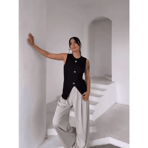 Kadın Gold Düğmeli Bluz - Şık ve Rahat Tasarım - ÖZER&HERMİN