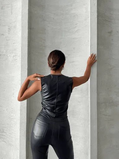 Kaplama Dugmeli Deri Yelek - Şıklığın Zirve Noktası - ÖZER&HERMİN