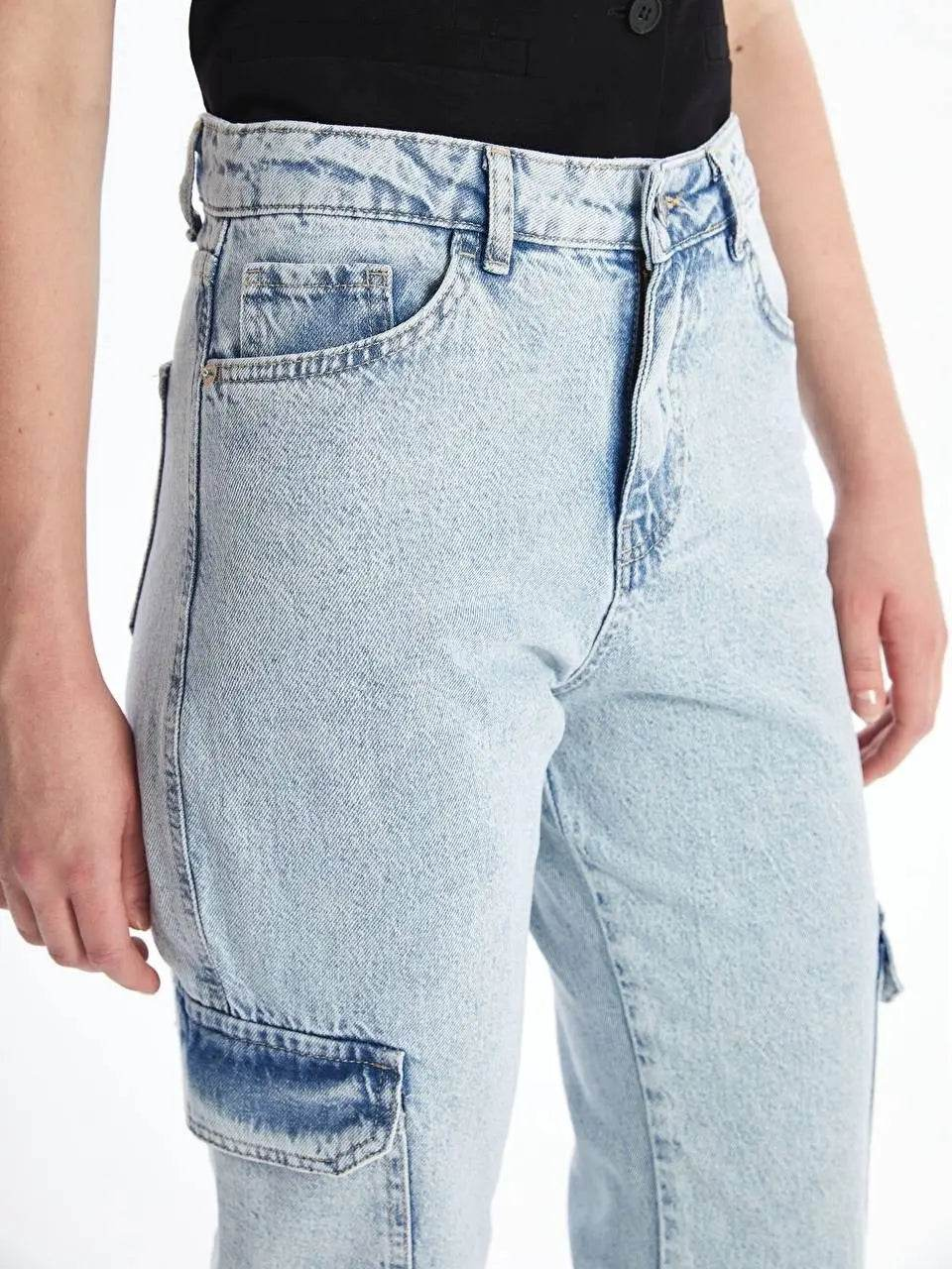 Kargo cep kar yıkama jeans pantolon - Özer&Hermin