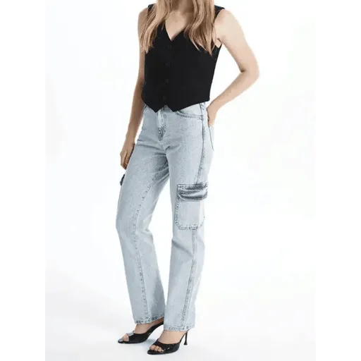 Kargo cep kar yıkama jeans pantolon - Özer&Hermin