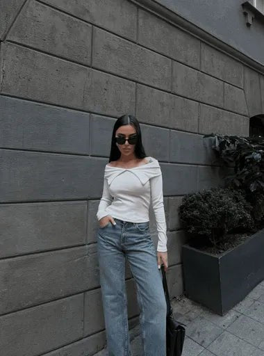 Kelebek Yaka Bluz - Uzun Kol Şık ve Rahat Tasarım - ÖZER&HERMİN