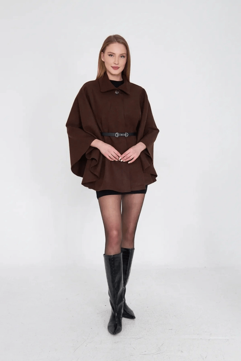 Kemerli kaşe panço pt - ÖZER&HERMİN