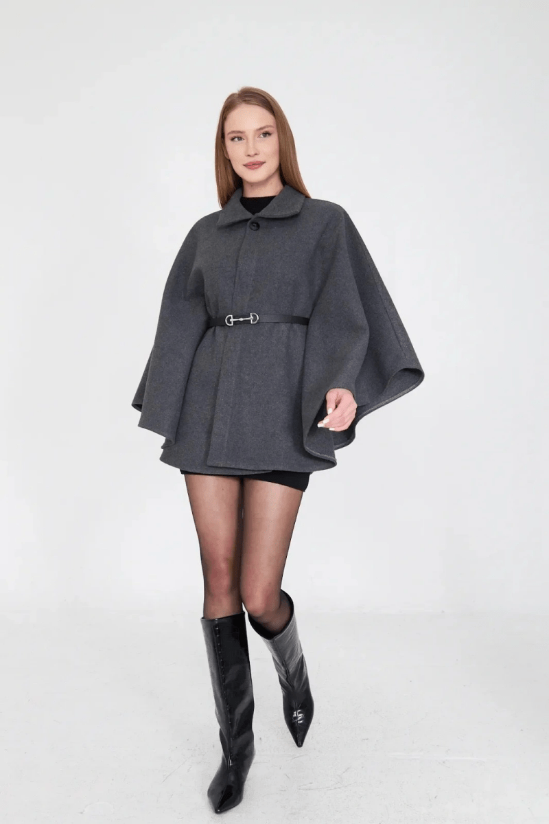 Kemerli kaşe panço pt - ÖZER&HERMİN