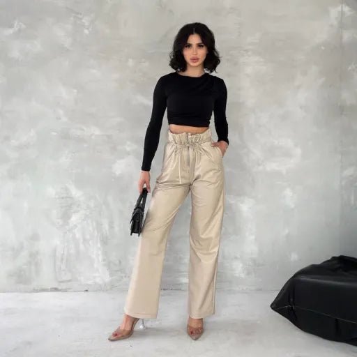 kendinden ince Kemerli Deri Pantolon - Şıklığı ve Rahatlığı Bir Arada Sunan Stil Seçeneği - ÖZER&HERMİN