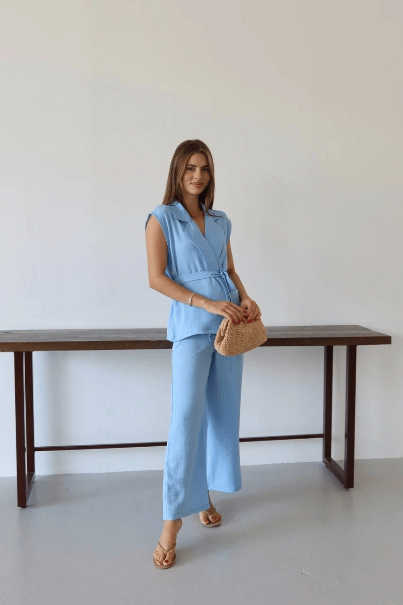 Keten yelek pantolon takım pt - ÖZER&HERMİN