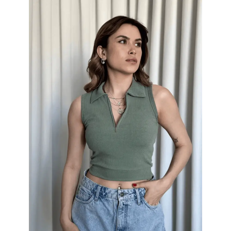 Kısa fermuarlı crop - Özer&Hermin