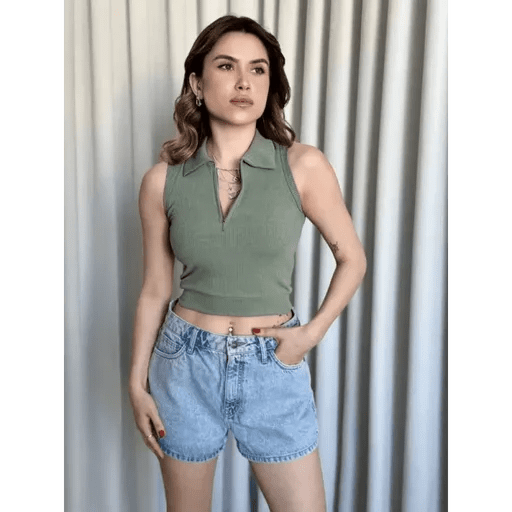 Kisa Fermuarli Crop Bluz - Şık ve Rahat Tasarım - ÖZER&HERMİN