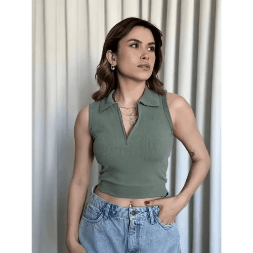 Kisa Fermuarli Crop Bluz - Şık ve Rahat Tasarım - ÖZER&HERMİN