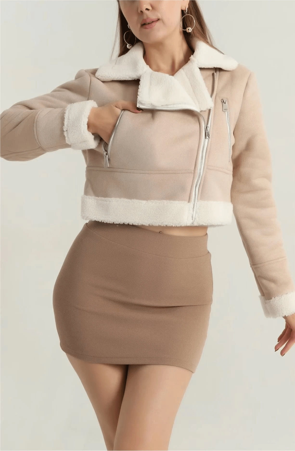 Kurklu Suet Kaban - İçi Kürklü Dış Dış Kısa Kaban - ÖZER&HERMİN