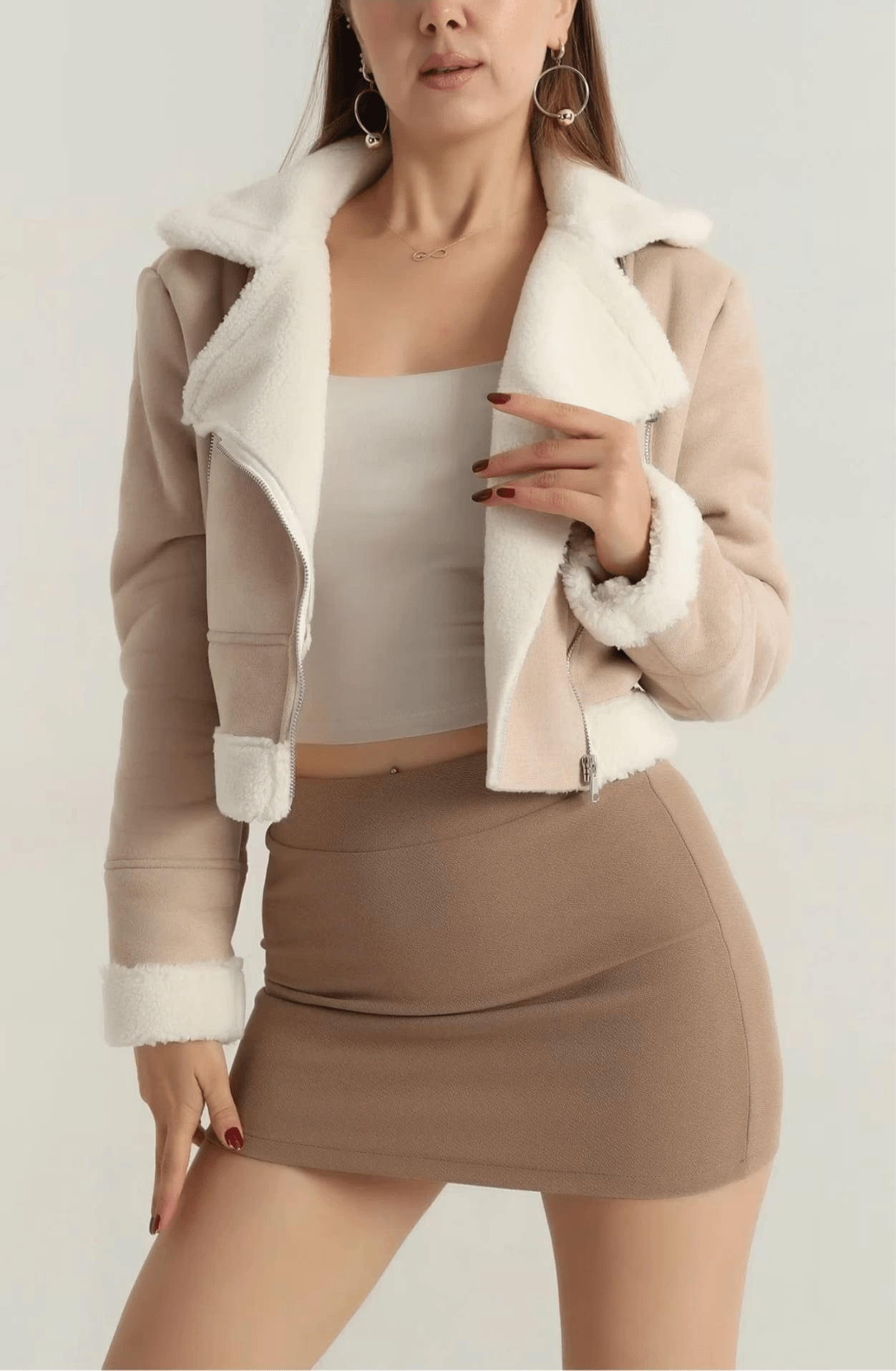 Kurklu Suet Kaban - İçi Kürklü Dış Dış Kısa Kaban - ÖZER&HERMİN