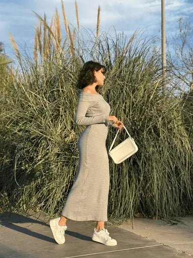 Madonna Yaka Uzun Elbise Şardonlu - Şıklığın ve Rahatlığın Bir Arada buluştuğu Tasarım - ÖZER&HERMİN