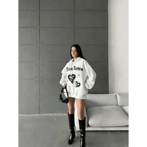 Oversize True Baskılı Sweat - Rahat ve Şık Tasarım - ÖZER&HERMİN