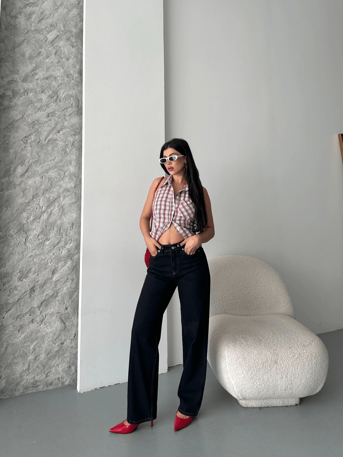 Palazzo Straight Jeans Pantolon - Enzim Süper Taş Yıkama Modelleri - ÖZER&HERMİN