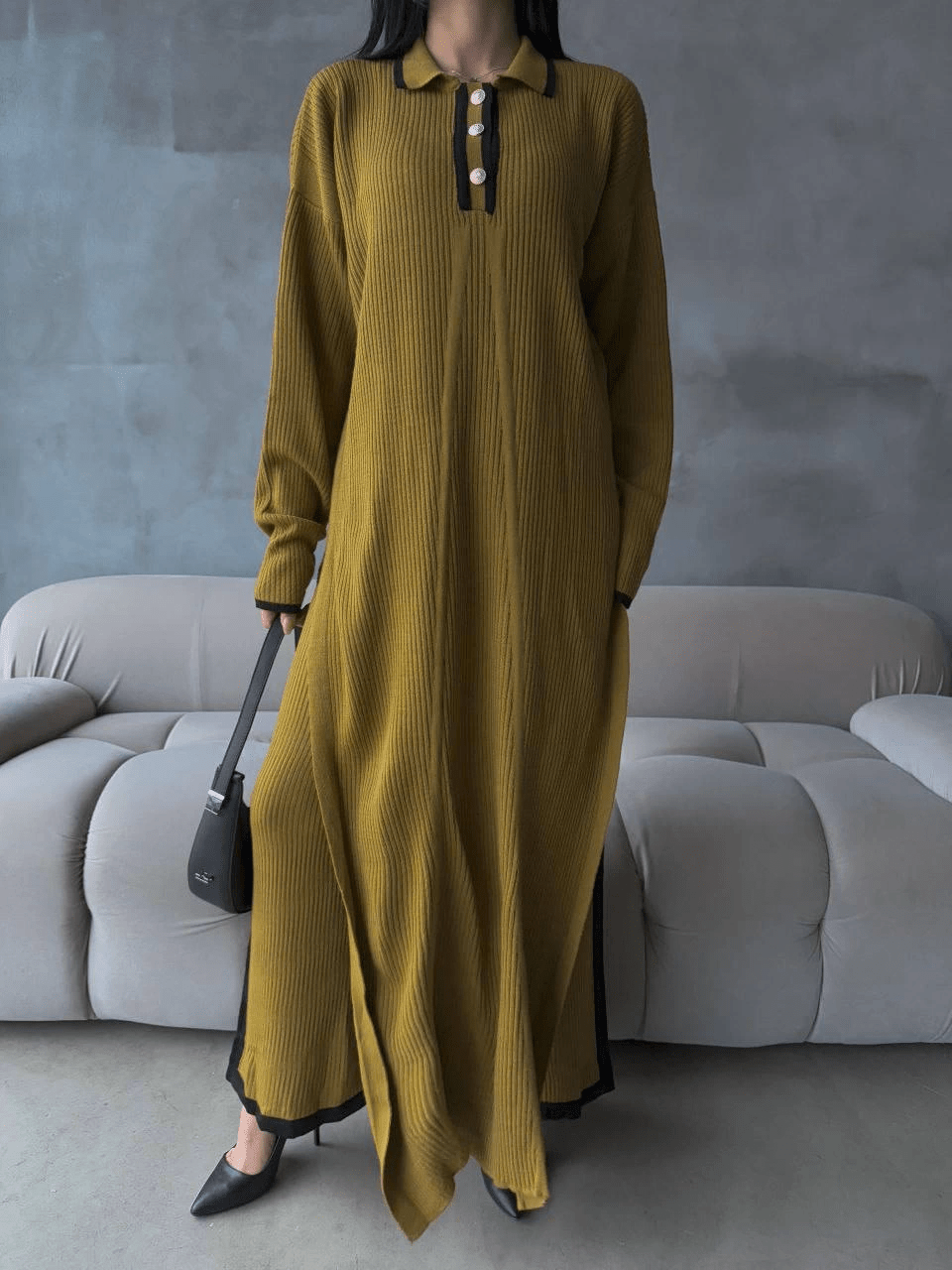 Pantolon Yirtmacli Triko Elbise Takim - Şık ve Rahat İki Parça Set - ÖZER&HERMİN