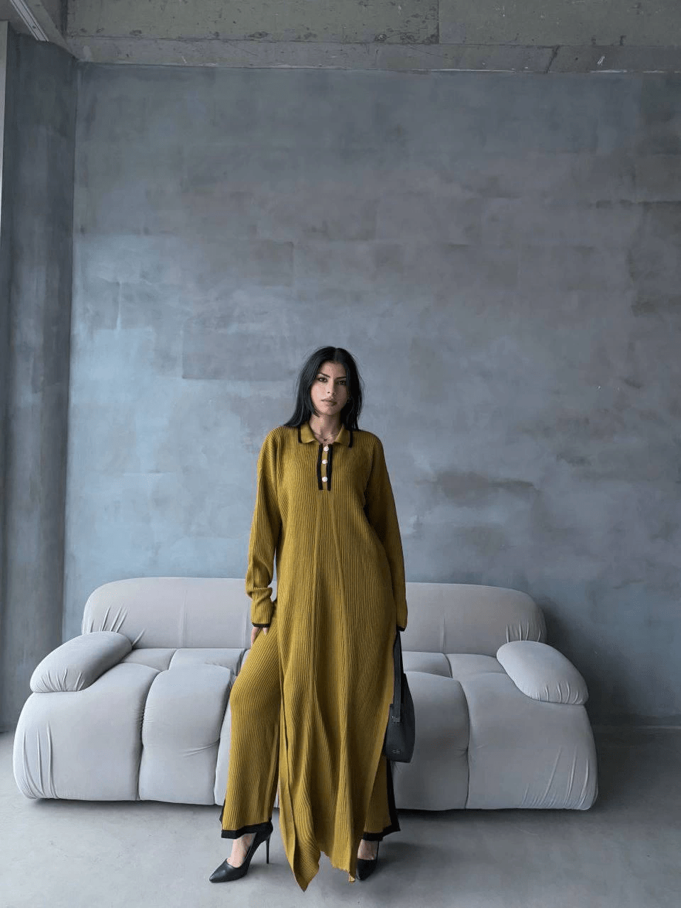 Pantolon Yirtmacli Triko Elbise Takim - Şık ve Rahat İki Parça Set - ÖZER&HERMİN