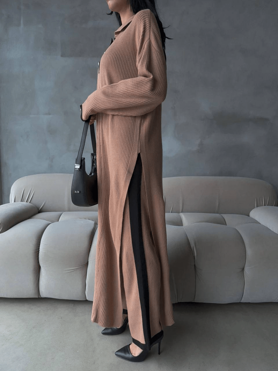 Pantolon Yirtmacli Triko Elbise Takim - Şık ve Rahat İki Parça Set - ÖZER&HERMİN