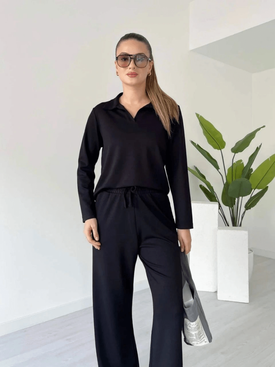 Polo yaka alt üst kollu modal takım - ÖZER&HERMİN