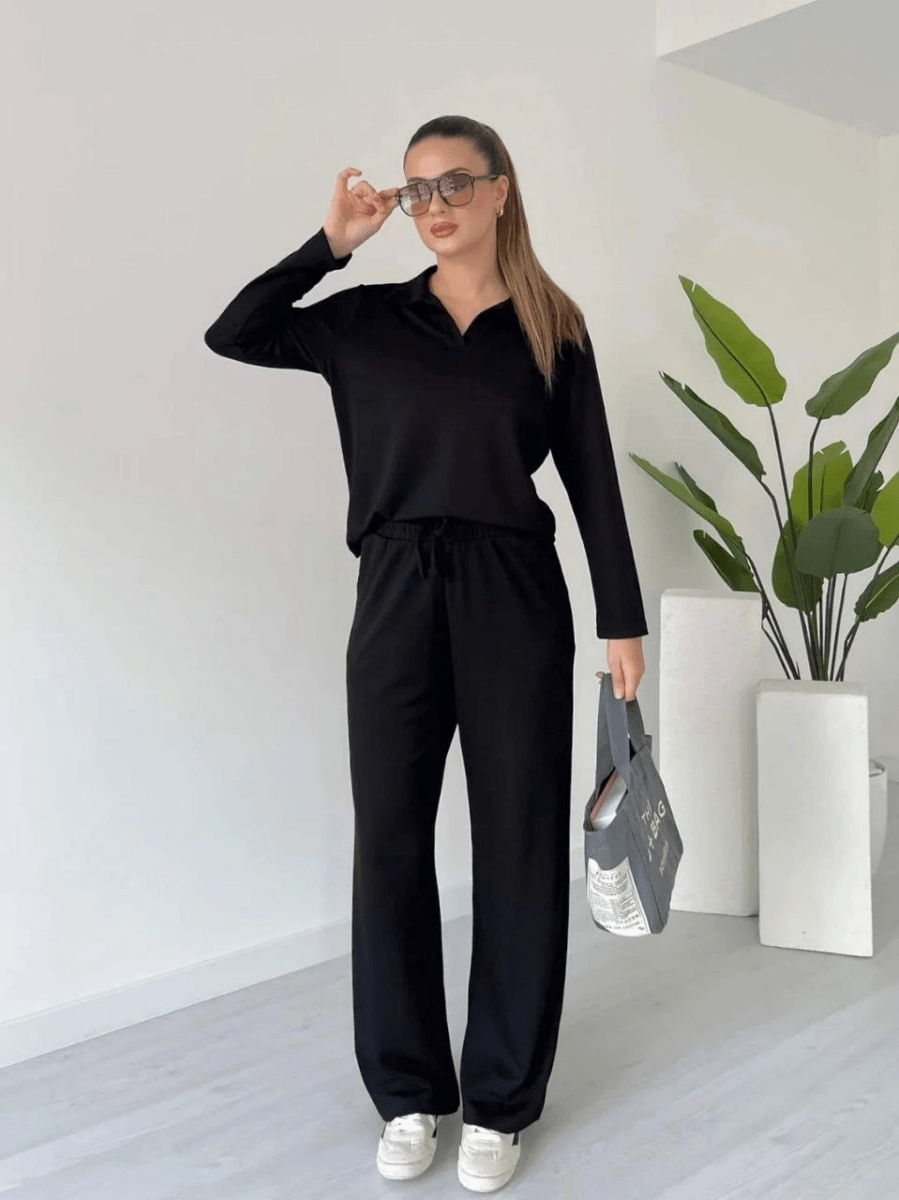 Polo yaka alt üst kollu modal takım - ÖZER&HERMİN