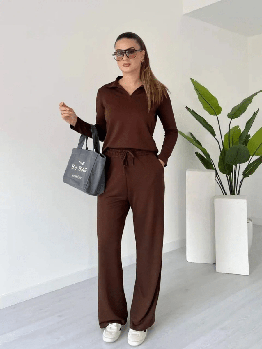 Polo yaka alt üst kollu modal takım - ÖZER&HERMİN