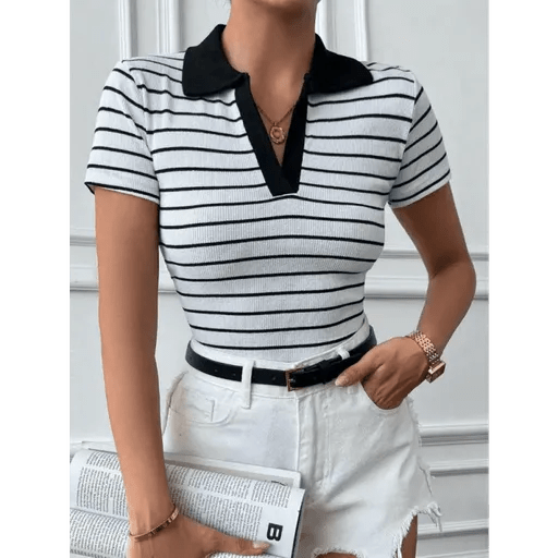 Polo Yaka Bluz: Şık ve Rahat Garnili Tasarım - ÖZER&HERMİN