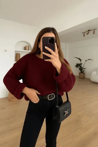 Salas Delik Detayli Kazak | Rahat ve Şık Tasarım - ÖZER&HERMİN