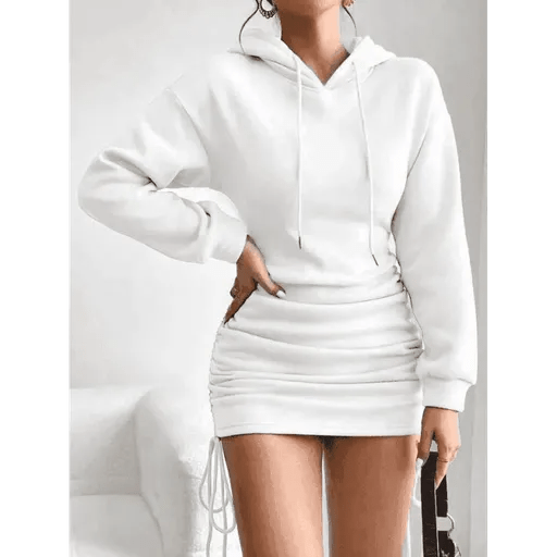 Sardonlu Siyah Mini Elbise - Kapşonlu ve Şık Tasarım - ÖZER&HERMİN