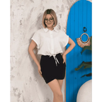 Sıfır kollu bağlamalı crop gömlek - Özer&Hermin