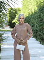 Taş düğmeli ikili triko takım - Özer&Hermin