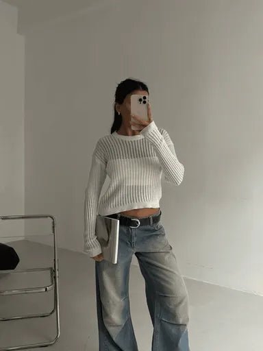 Triko Bluz | Şık ve Rahat Triko Transparent Bluz - ÖZER&HERMİN