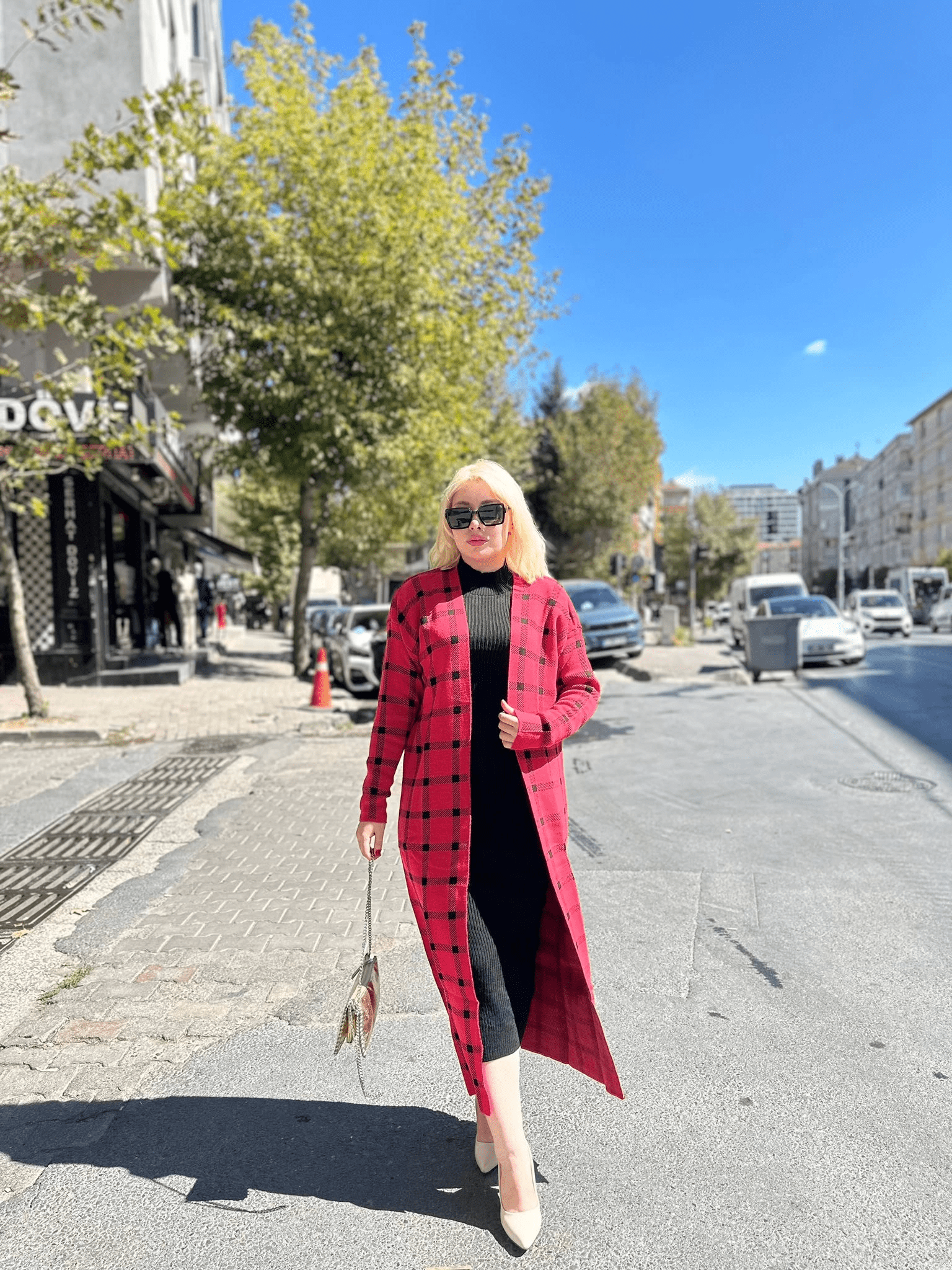 Triko Hirka Elbise Kırmızı/Siyah - Şıklığın Yeni Adresi - ÖZER&HERMİN