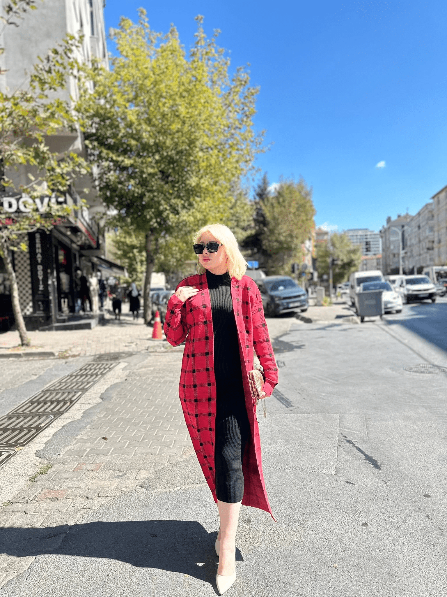 Triko Hirka Elbise Kırmızı/Siyah - Şıklığın Yeni Adresi - ÖZER&HERMİN