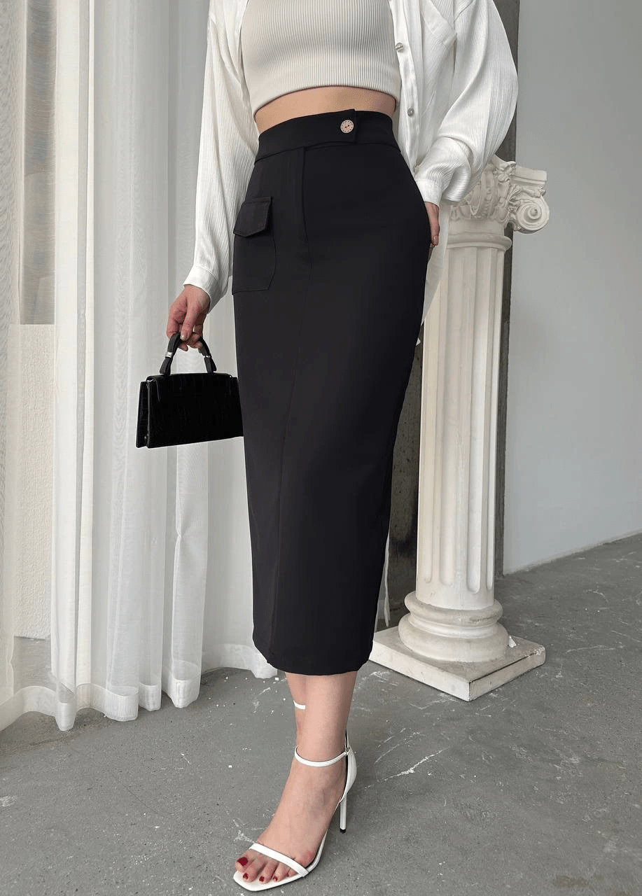 Uzun Dugmeli Etek ile Şıklığı Yakalayın - ÖZER&HERMİN