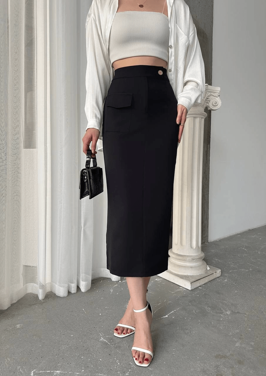 Uzun Dugmeli Etek ile Şıklığı Yakalayın - ÖZER&HERMİN