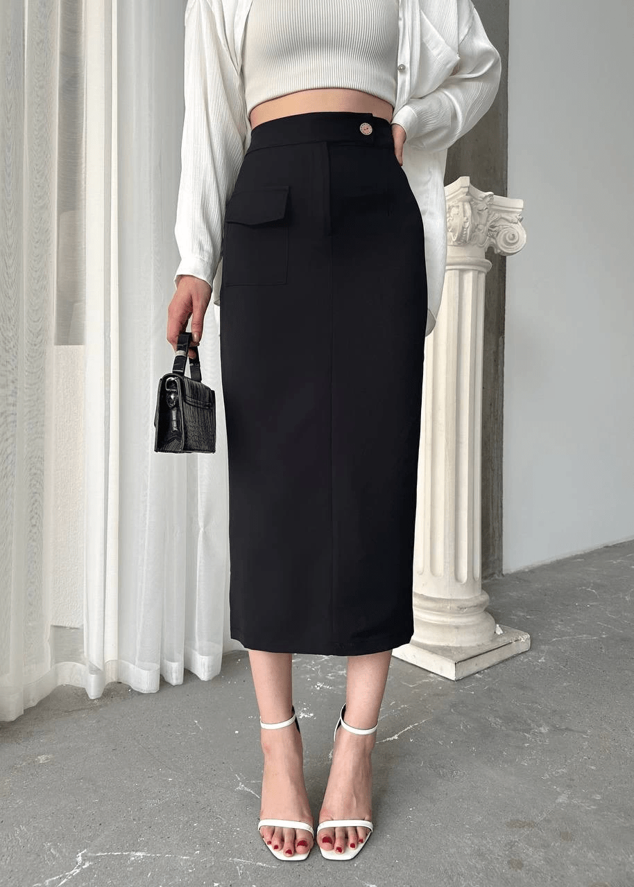 Uzun Dugmeli Etek ile Şıklığı Yakalayın - ÖZER&HERMİN