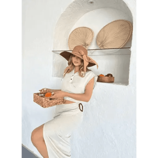 Uzun Etekli Bluz Takimi Keten Modası - ÖZER&HERMİN