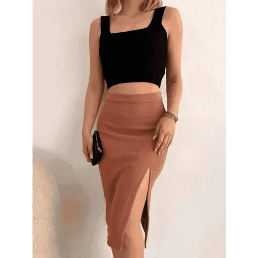 Uzun Yırtmaçlı Midi Etek - Şıklığın ve Rahatlığın Bir Arada Bulunduğu Tasarım - ÖZER&HERMİN