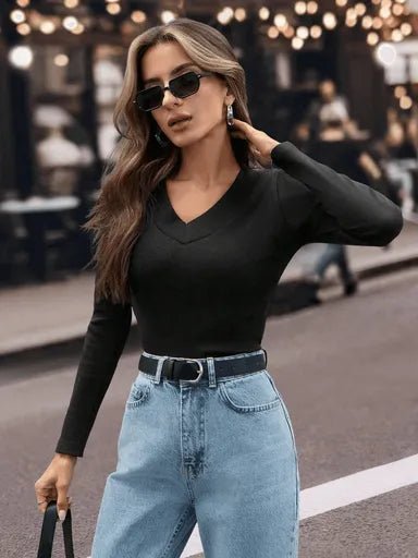 V Yaka Kaskorse Bluz - Şıklığınızı Tamamlayacak Rahat Üst - ÖZER&HERMİN