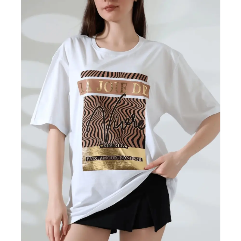 Varak çizgili Oversize tişört - Özer&Hermin