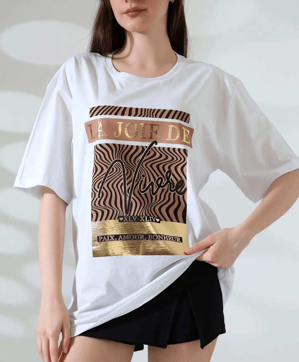 Varak çizgili Oversize tişört - Özer&Hermin