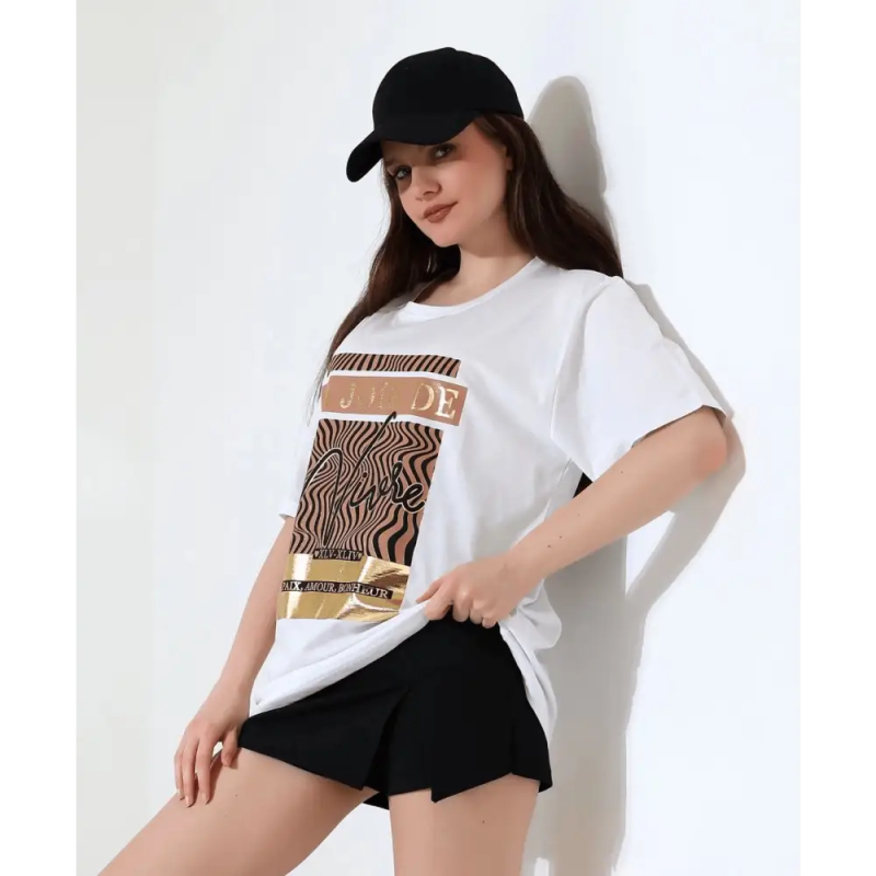 Varak çizgili Oversize tişört - Özer&Hermin