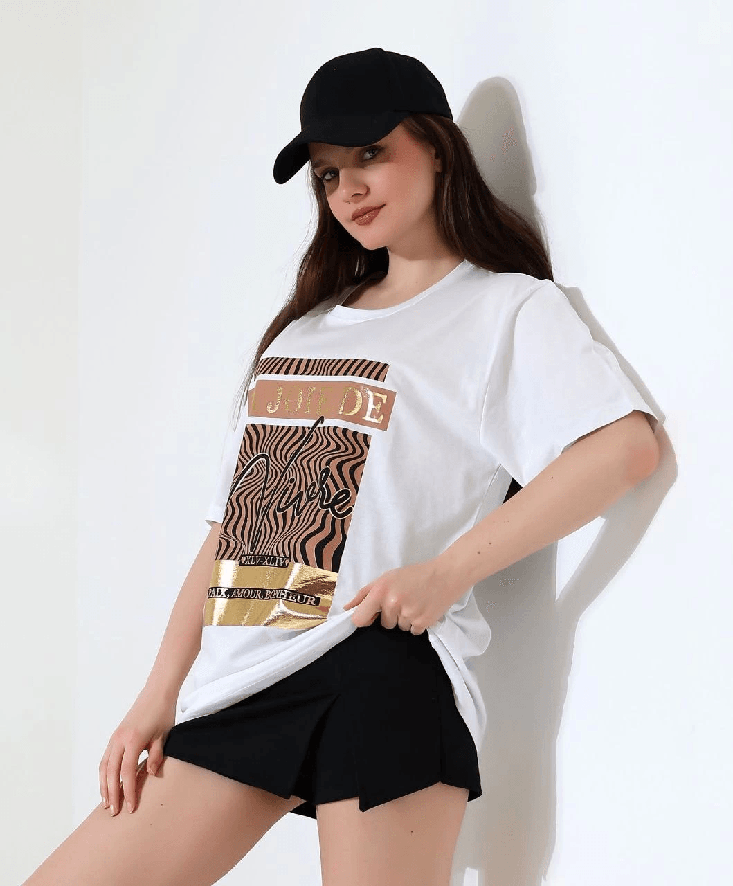Varak çizgili Oversize tişört - Özer&Hermin