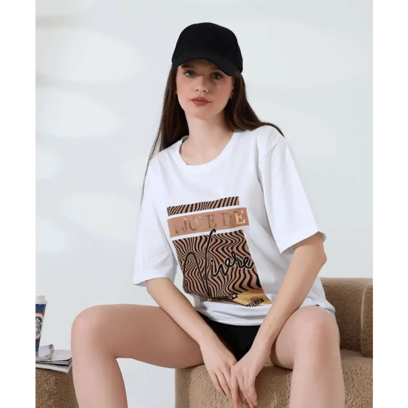 Varak çizgili Oversize tişört - Özer&Hermin