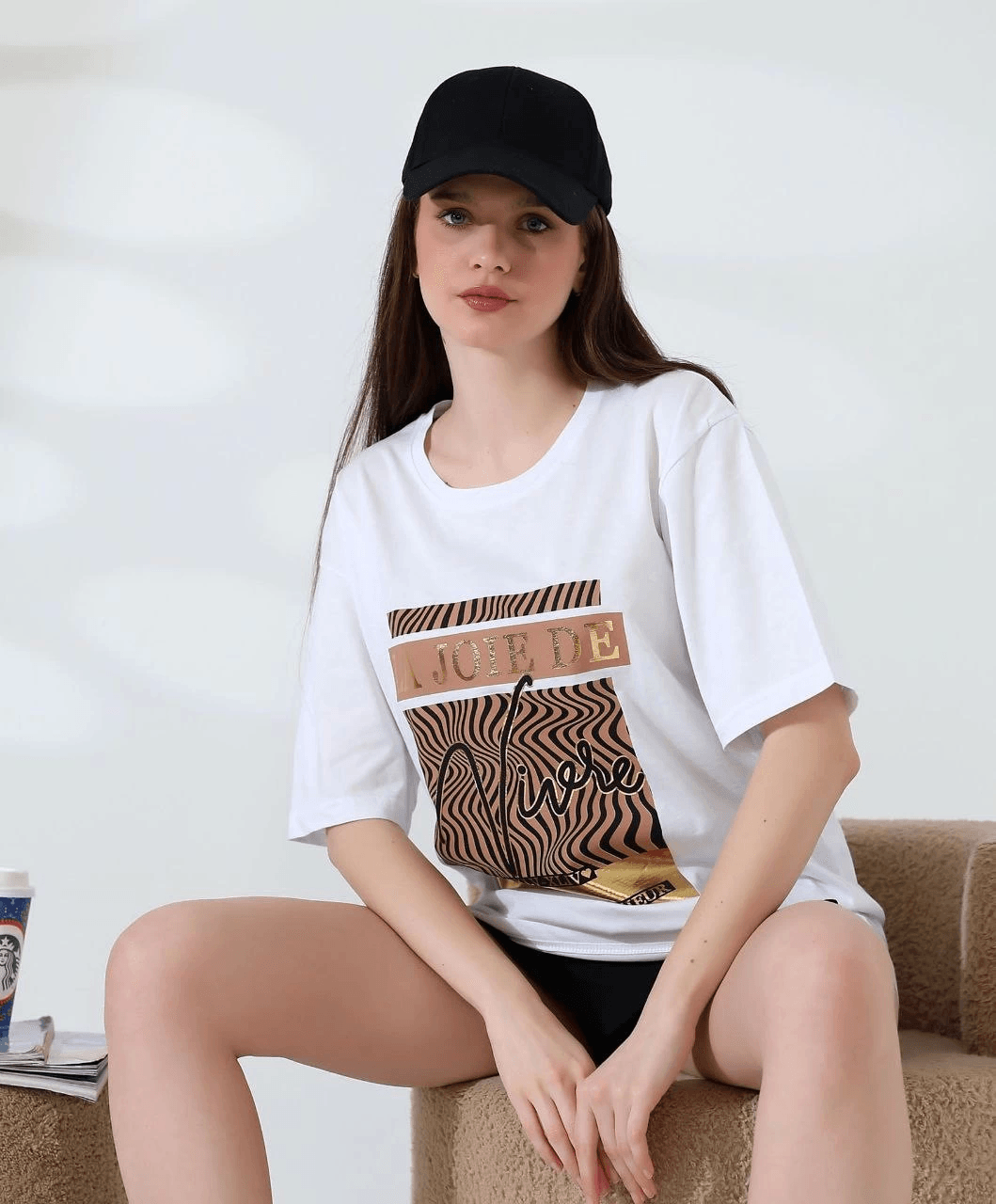 Varak çizgili Oversize tişört - Özer&Hermin