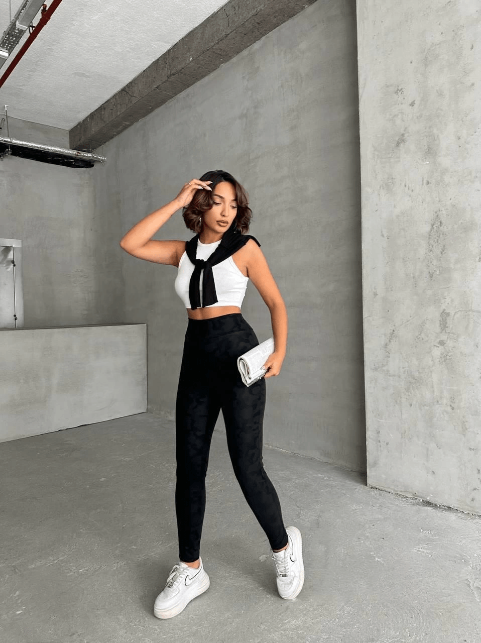 Yan Fermuarlı Bulut Desenli Tayt - Şık ve Rahat Stilinizi Tamamlayın - ÖZER&HERMİN